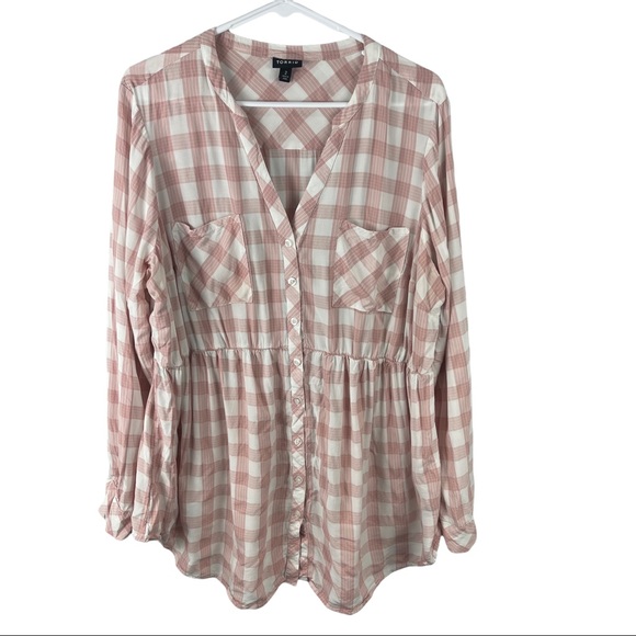 Torrid EMMA BLUSH PINK PLAID CHALLIS BABYDOLL TUNIC sz 2 2x - Picture 3 of 10